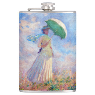 Claude Monet - Woman with a Parasol facing right Hip Flask