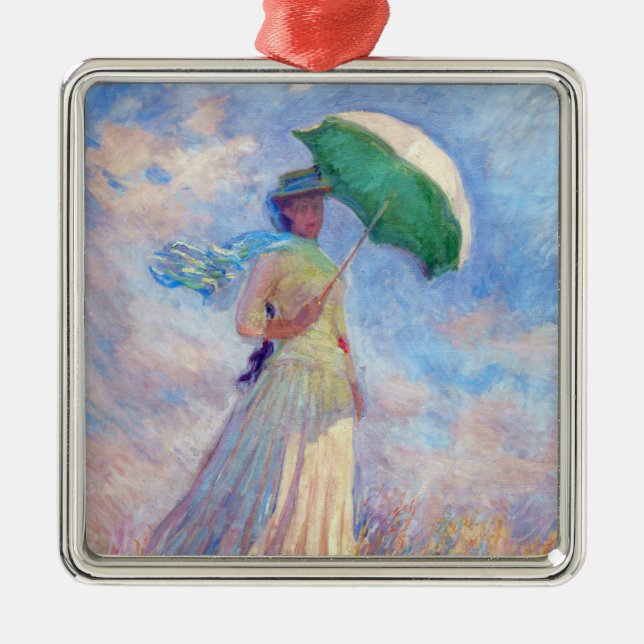Claude Monet - Woman with a Parasol facing right Metal Ornament (Front)