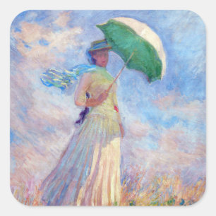 Claude Monet - Woman with a Parasol facing right Square Sticker