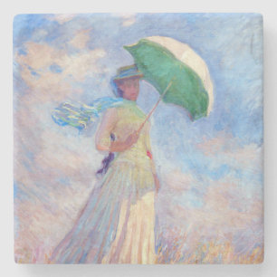 Claude Monet - Woman with a Parasol facing right Stone Coaster