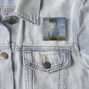 Claude Monet Woman with a Parasol Fine Art 15 Cm Square Badge