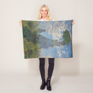 Claude Monet Woman with a Parasol Fine Art Fleece Blanket