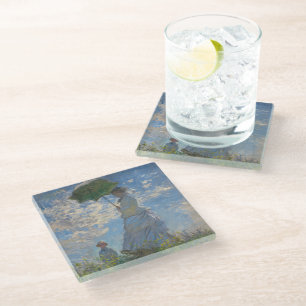 Claude Monet Woman with a Parasol Fine Art Glass Coaster