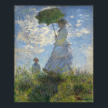Claude Monet Woman With A Parasol Poster<br><div class="desc">Claude Monet Woman With A Parasol / Madame Monet And Her Son (1875) Claude Monet was a founder of French Impressionist painting. Monet's beautiful landscape scene depicts Camille, in a white dress, with a veiled hat, carrying a parasol. Monet�s son is standing off in the background in the field. Woman...</div>
