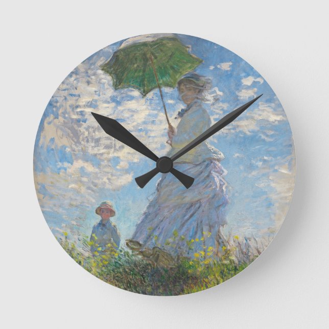 Claude Monet | Woman with a Parasol Round Clock (Front)