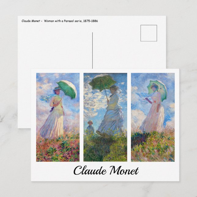 Claude Monet -  Woman with a Parasol serie Postcard (Front/Back)