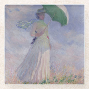 Claude Monet Woman with a Parasol Turned Right Glass Coaster