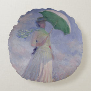 Claude Monet   Woman with a Parasol Turned Right Round Cushion