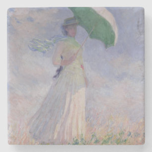 Claude Monet Woman with a Parasol Turned Right Stone Coaster