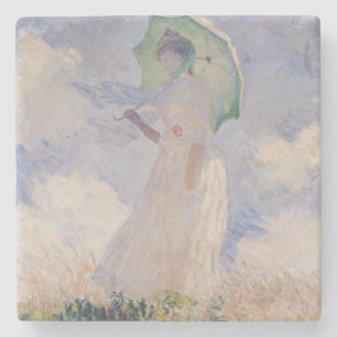 Claude Monet Woman with Parasol Turned Left Stone Coaster