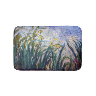 Claude Monet - Yellow and Purple Irises Bath Mat