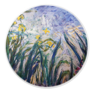 Claude Monet - Yellow and Purple Irises Ceramic Knob