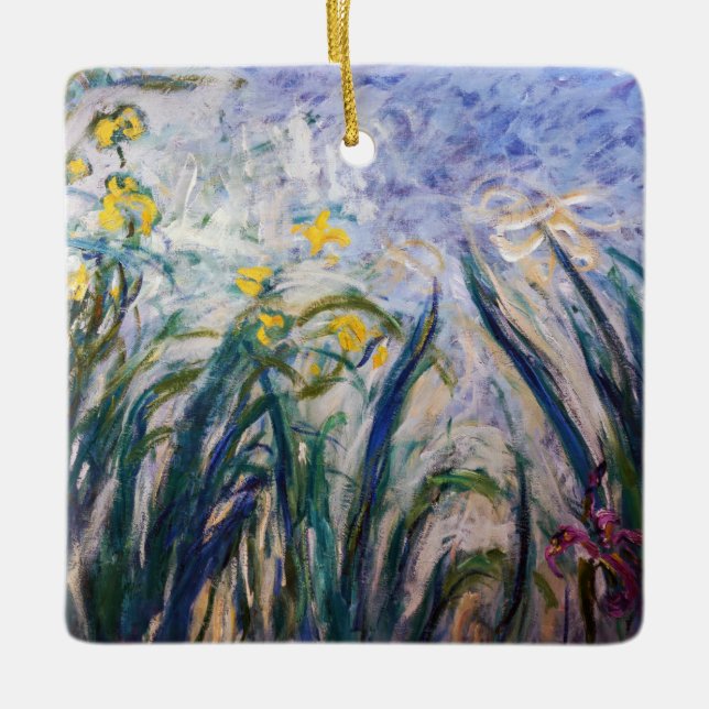 Claude Monet - Yellow and Purple Irises Ceramic Ornament (Front)