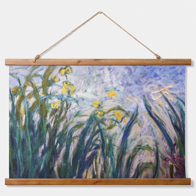 Claude Monet - Yellow and Purple Irises Hanging Tapestry (Front)