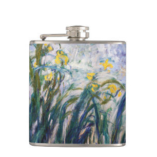 Claude Monet - Yellow and Purple Irises Hip Flask