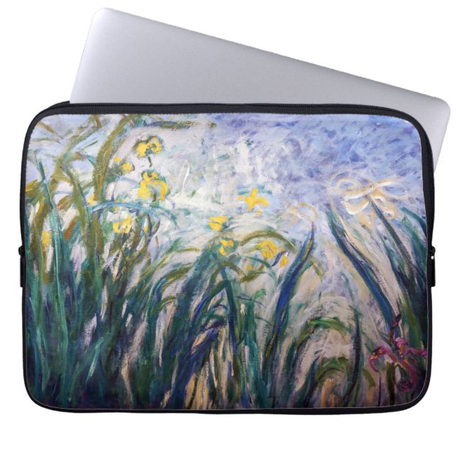 Claude Monet - Yellow and Purple Irises Laptop Sleeve (Front)