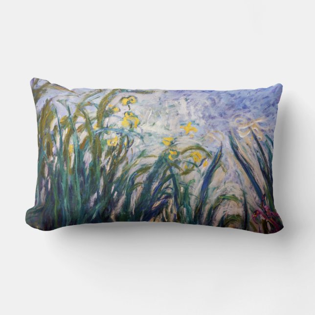 Claude Monet - Yellow and Purple Irises Lumbar Cushion (Front)