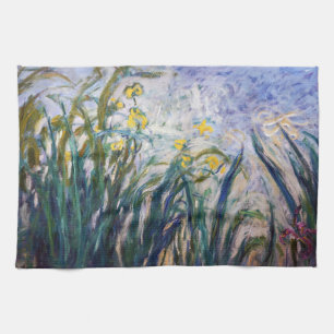 Claude Monet - Yellow and Purple Irises Tea Towel