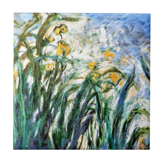 Claude Monet Yellow Irises and Malva 19 Ceramic Tile (Front)