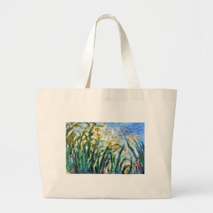 Claude Monet Yellow Irises and Malva 19 Large Tote Bag