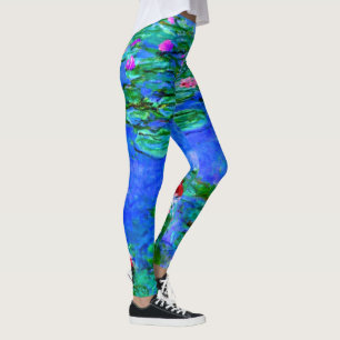 Claude Monet's famous painting, Water-Lilies, red, Leggings