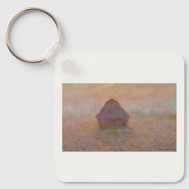 Claude Monet's Grainstack, Sun in the Mist (1891) Key Ring (Front)