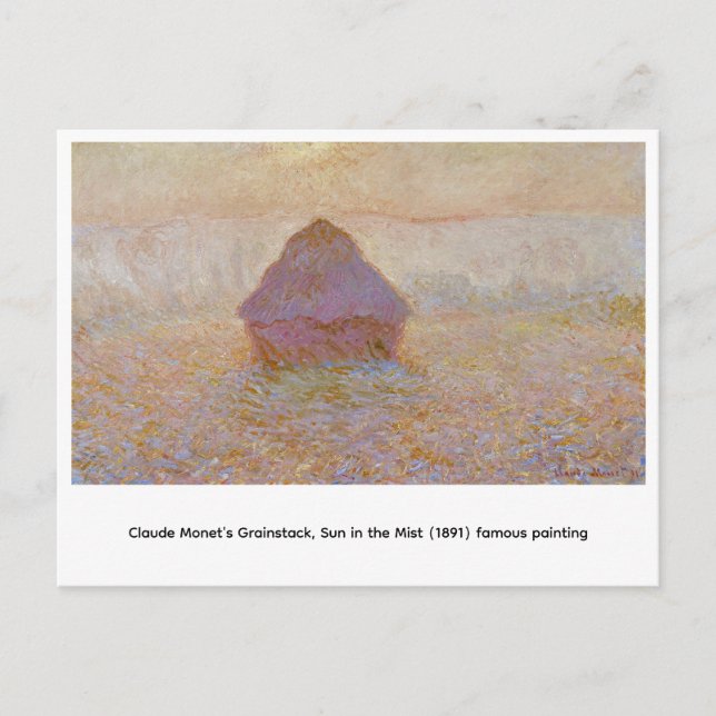 Claude Monet's Grainstack, Sun in the Mist (1891)  Postcard (Front)