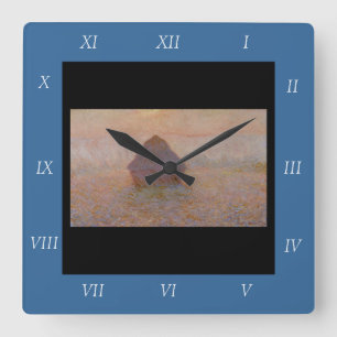 Claude Monet's Grainstack, Sun in the Mist (1891) Square Wall Clock