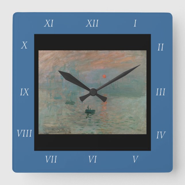 Claude Monet's Impression Sunrise (soleil levant) Square Wall Clock (Front)
