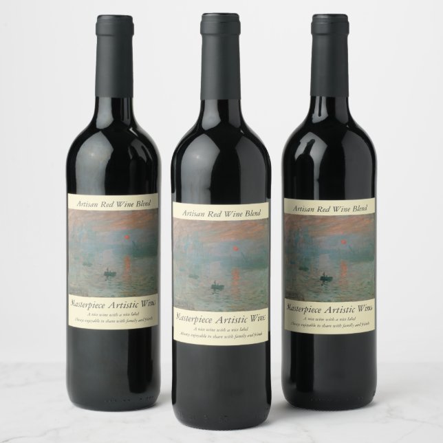 Claude Monet's Impression Sunrise (soleil levant) Wine Label (Bottles)