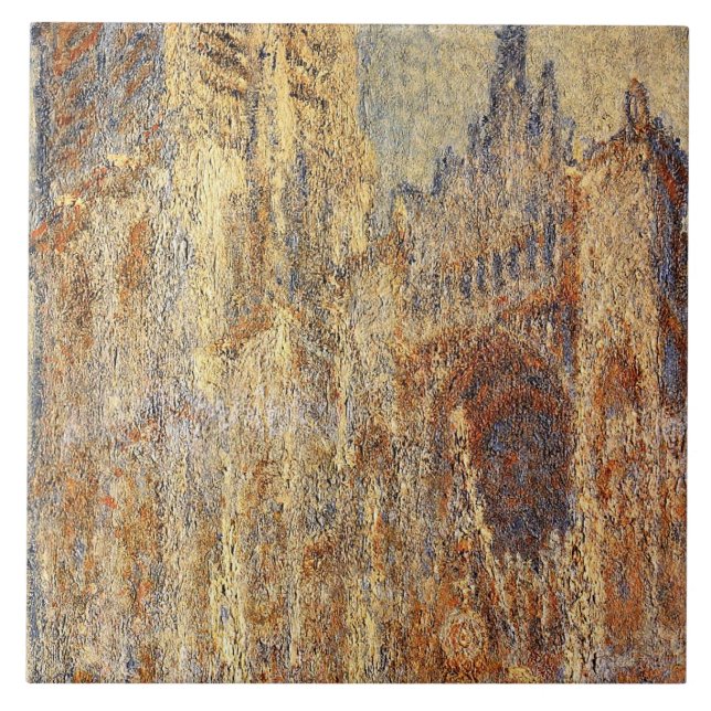 Claude Monet's painting, Rouen Cathedral at Noon, Ceramic Tile (Front)