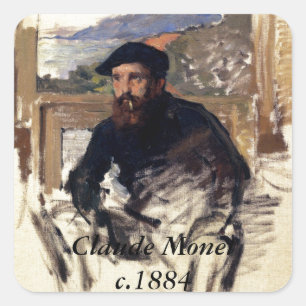 Claude Monet's Self Portrait in his Atelier Square Sticker
