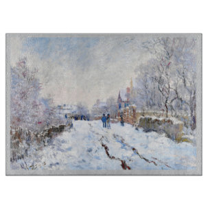 Claude Monet's Snow at Argenteuil Cutting Board
