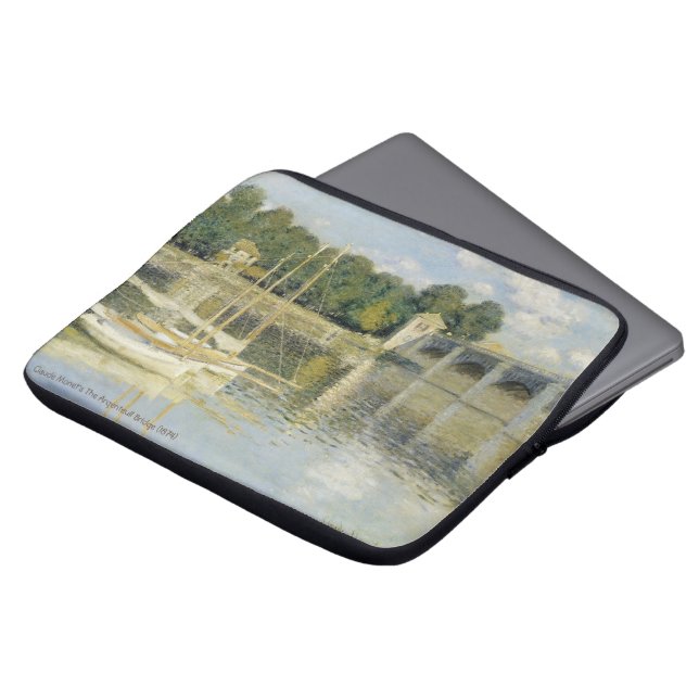 Claude Monet's The Argenteuil Bridge (1874) Laptop Sleeve (Front Top)