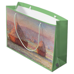Claude Monet's White Frost Sunrise (Haystacks)) Large Gift Bag