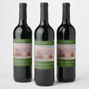 Claude Monet's White Frost Sunrise (Haystacks)) Wine Label