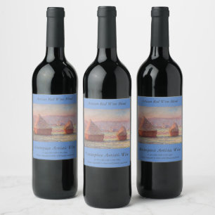 Claude Monet's White Frost Sunrise (Haystacks)) Wine Label