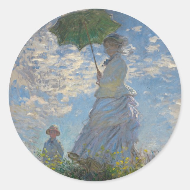 Claude Monet's Woman with a Parasol (The Stroll) Classic Round Sticker (Front)