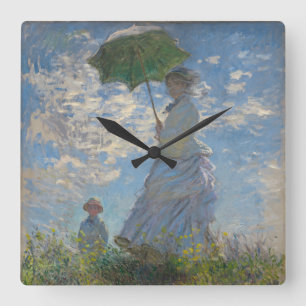 Claude Monet's Woman with a Parasol (The Stroll) Square Wall Clock
