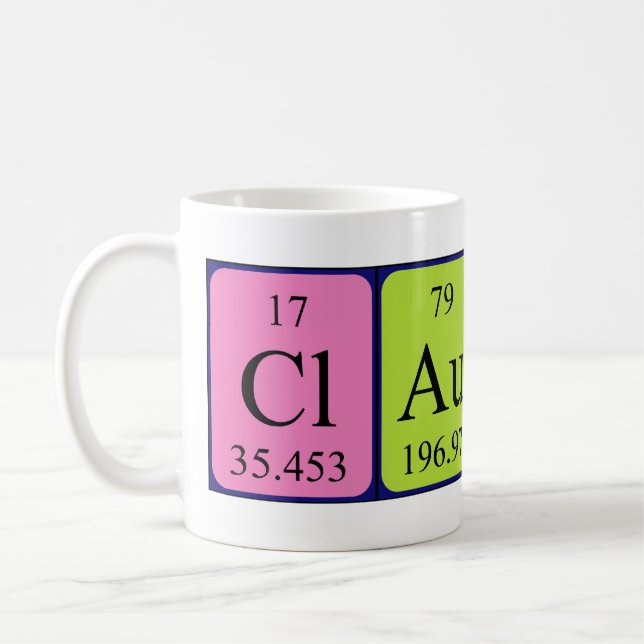 Claudi periodic table name mug (Left)