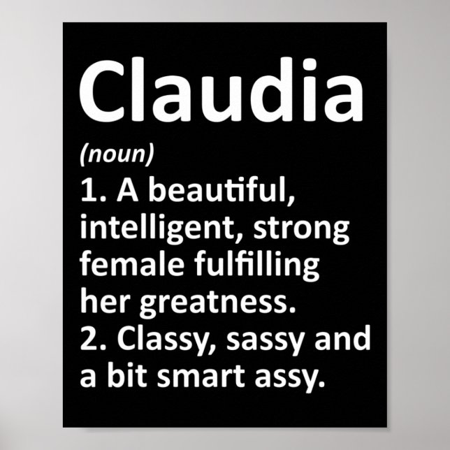 Claudia Definition Personalized Name Funny Christm Poster (Front)