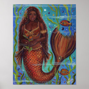 "Claudina" tropical mermaid art by Renee Lavoie Poster