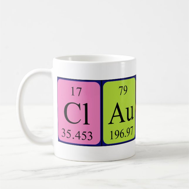 Claudine periodic table name mug (Left)