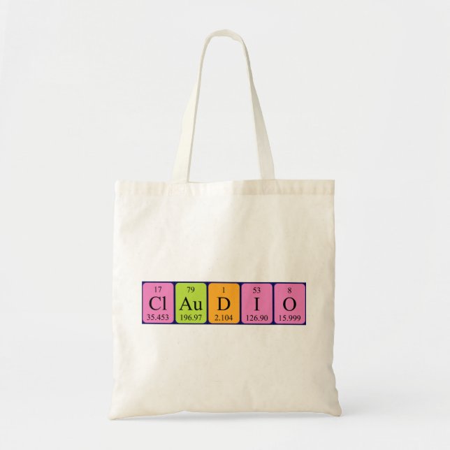 Claudio periodic table name tote bag (Front)