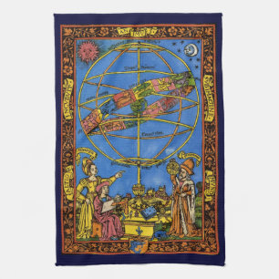 Claudius Ptolemy Astronomer, Vintage Celestial Tea Towel