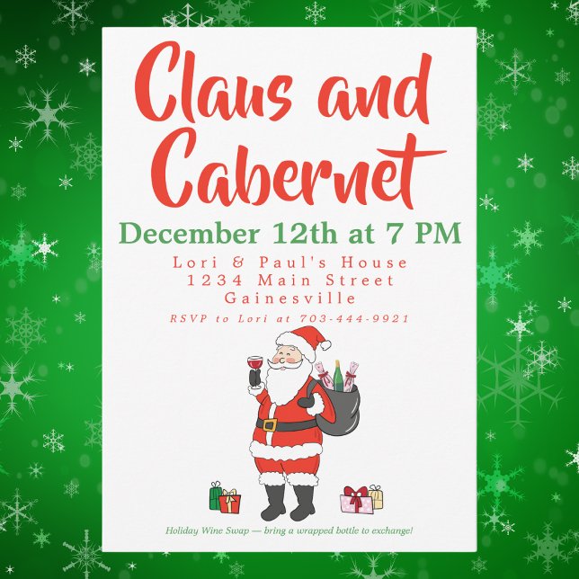 Claus and Cabernet Christmas Wine Party  Holiday Card (Creator Uploaded)