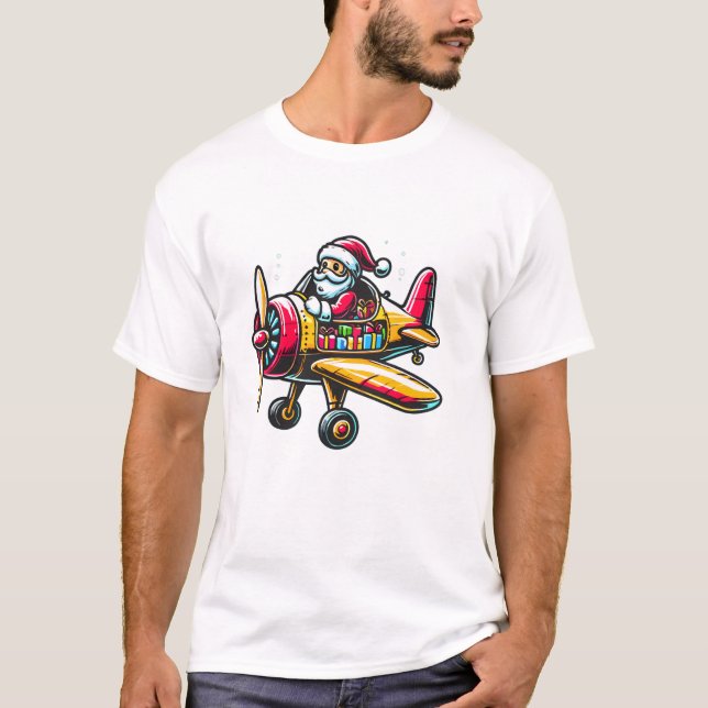 Claus Flying Airplane T-Shirt (Front)