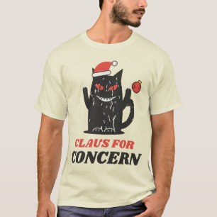 Claus for Concern Funny Christmas Cat T-Shirt