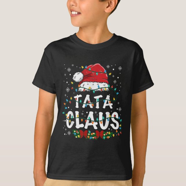 Claus Funny Christmas Lights Pajama Family Matchin T-Shirt (Front)