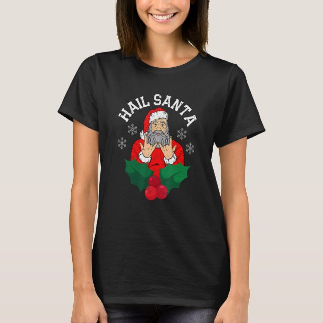 Claus Sleigher Christmas Rock Metal Xmas Musician  T-Shirt (Front)